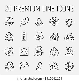 Ecology related vector icon set. Well-crafted sign in thin line style with editable stroke. Vector symbols isolated on a white background. Simple pictograms.