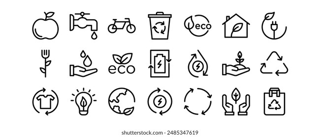 Ecology related vector icons set.