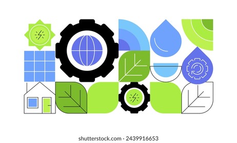 Ecology. Renewable energy. Abstract geometric pattern. Minimalist wallpaper, presentation slide, infographic element. Vector file.