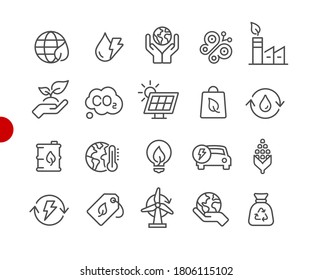 Ecology & Renewable Energy Icons // Red Point Series - Vector line icons for your digital or print projects.