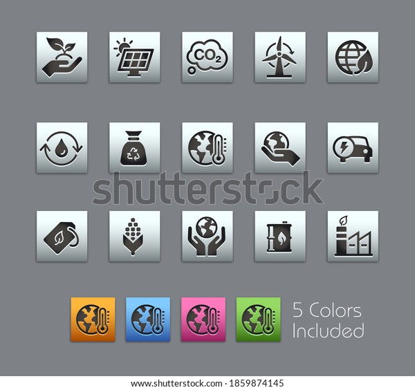Ecology and Renewable Energy Icons // Satinbox\
Series - The vector file includes 5 color versions for each icon in\
different layers.