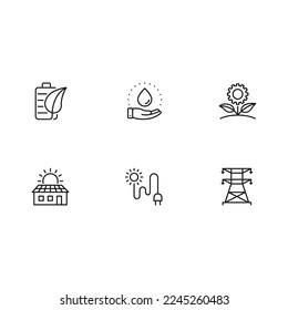 Ecology Renewable Energy Icons. Simple set of ecology related outline icons.