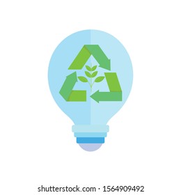 ecology renewable environment light bulb energy icon vector illustration