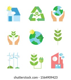 ecology renewable environment recycle icons collection vector illustration ecology renewable environment recycle icons collection vector illustration
