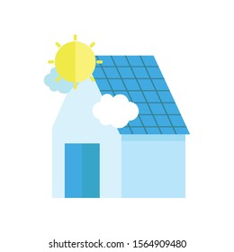 ecology renewable environment solar panel house icon vector illustration