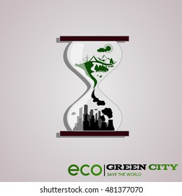 Ecology sand clock concept vector illustration