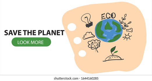 Ökologie rettet den Planeten. Ökologisches System. Konservierte Energie. Die wiedergewinnbaren Ressourcen der Erde. Sprout im Boden. Ökologischer Stil der Webseite. Vektorillustration Bild 2020.
