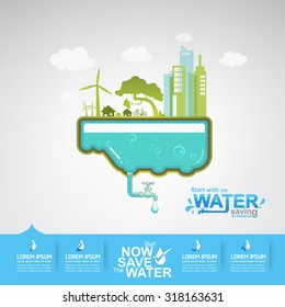 Ecology Saving Water Vector Concept Water is Life