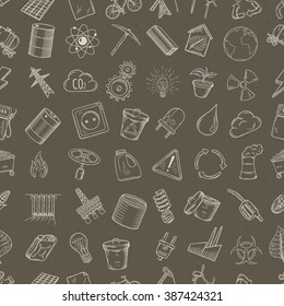 Ecology seamless pattern. Hand drawn vector illustration.