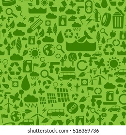 Ecology seamless pattern made from little eco, energy and natural symbols.