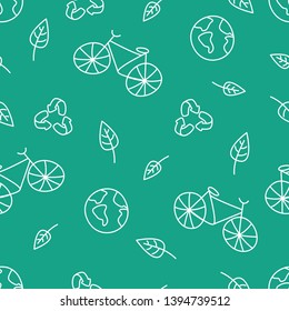 Ecology seamless pattern on Green background. Vector illustration