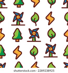 Ecology seamless pattern with small eco icons. Vector background illustration.