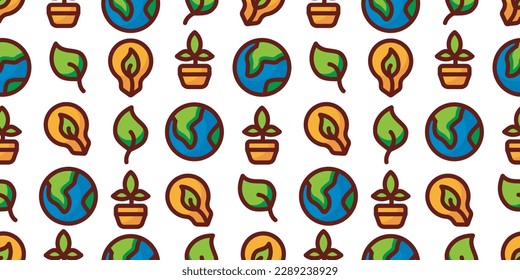 Patrón de ecología sin fisuras con pequeños iconos ecológicos. Ilustración de fondo del vector.