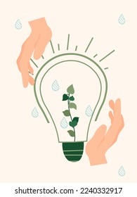 Ecology is a serious problem of humanity. The concept of saving the planet, environmental ecology, lifestyle. Minimalist illustrations suitable for social posters, cards, logos, banners. Vector