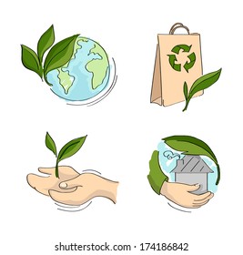 ecology set hand-drawing