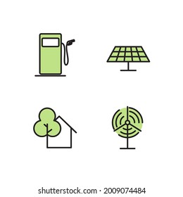 Icono de conjunto de ecología, icono de signo de conjunto de ecología aislado, ilustración vectorial