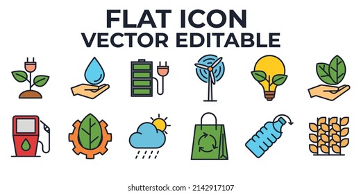 ecology set icon symbol template for graphic and web design collection logo vector illustration