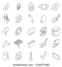 Ecology set icons in isometric 3d style isolated on white background