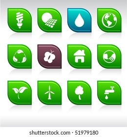 Ecology set of leaf color icons.