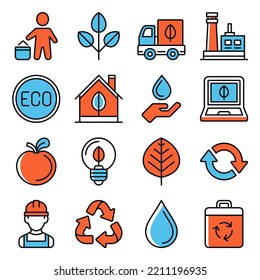Ecology Set on White Background. Vector illustration
