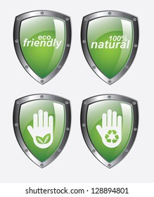 Ecology shield over white background Vector illustration