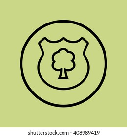 Ecology shield sign icon on green circle background.