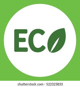 ecology sign eco character emblem label word green simple icon in white circle