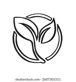 ecology sign sprout line vector hand drawn illustration