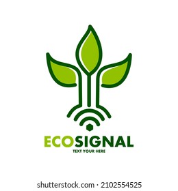 Ecology signal vector logo template. This design use wifi symbol. Suitable for nature