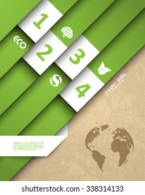 Ecology signs and symbols. Tab / folder template design