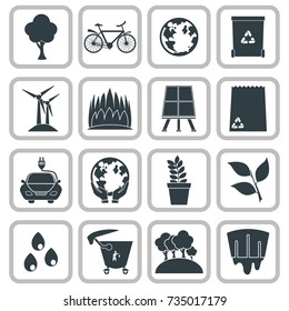 Ecology simple icons set for web and mobile design
