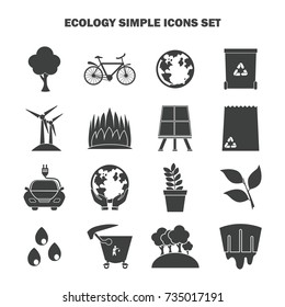 Ecology simple icons set for web and mobile design