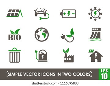 ecology simple vector icons in two colors
