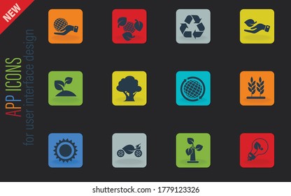 Ecology simply symbols for web and user interface