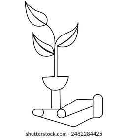 Ecology  single line art, continuous one line drawing of  Isolated outline vector art
