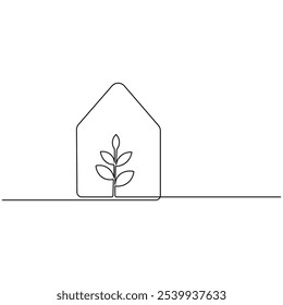 Arte de una sola línea de la ecología, dibujo continuo de una línea de icono de Vector de contorno aislado