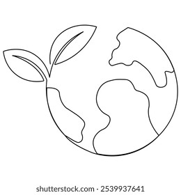 Ecology  single line art, continuous one line drawing of  Isolated outline vector icon
