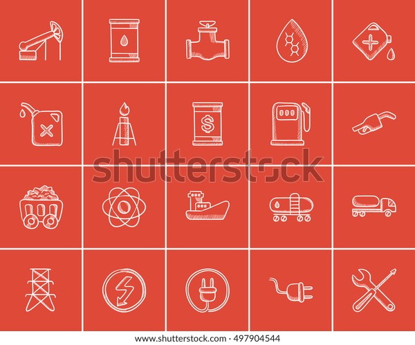 Ecology sketch icon set for\
web, mobile and infographics. Hand drawn ecology icon set. Ecology\
vector icon set. Ecology icon set isolated on red\
background.