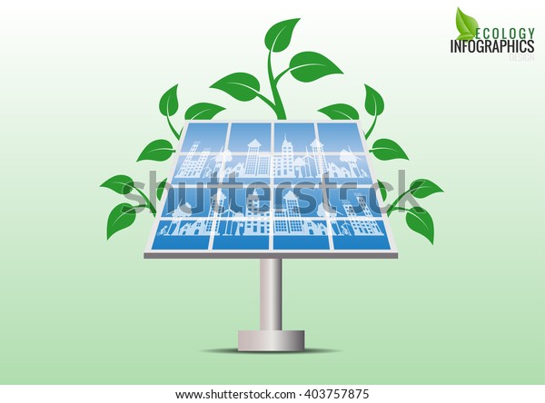Ecology  solar panels energy concept\
background . Vector \
\
infographic\
illustration
