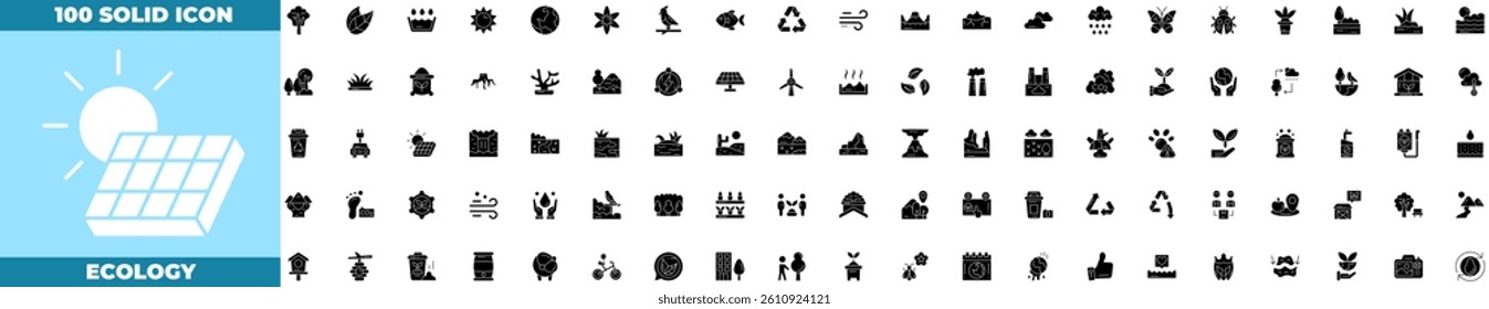Ecology Solid Editable Icons set. Vector illustration in modern thin solid style of ecology icons: nature, recycle, renewable energy, etc