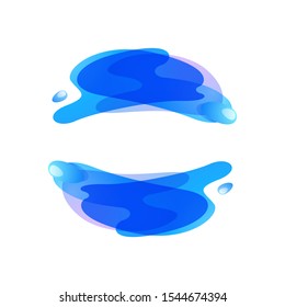 Ecology sphere logo formed by twisted blue drops. Vector design template elements for vegan, bio, raw, organic template.