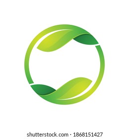 Ecology sphere logo formed by twisted green leaves.