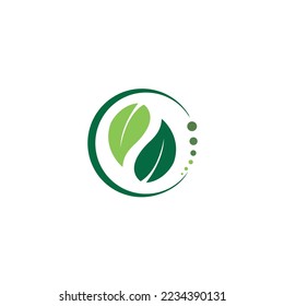 Ecology sphere logo formed by twisted green leaves. Vector design template elements for vegan, bio, raw, organic template.
