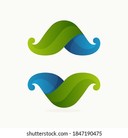 Ecology sphere logo made of twisted green leaves and water waves. Vector icon for agriculture labels, botanical headlines, herbal posters, foliage identity etc.