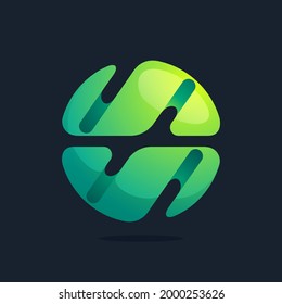 Ecology sphere logo made of twisted green leaves. Perfect for your organic emblem, go green identity, creative t-shirts, zero waste merchandise.