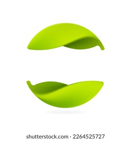 Ecology sphere logo made of twisted green leaves. Soft round icon. Yin and yang in circle emblem. Vector elements for nature app, vegan branding, organic identity, creative t-shirts, eco advertising.