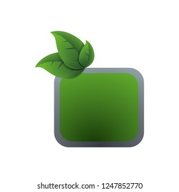 ecology square button with leafs
