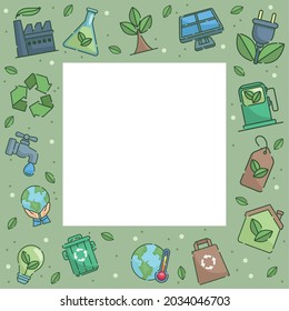 ecology square frame pattern icons