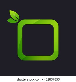 Ecology square and green leaves. 
