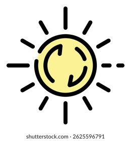 Ecology sun innovation icon. Outline ecology sun innovation vector icon color flat isolated